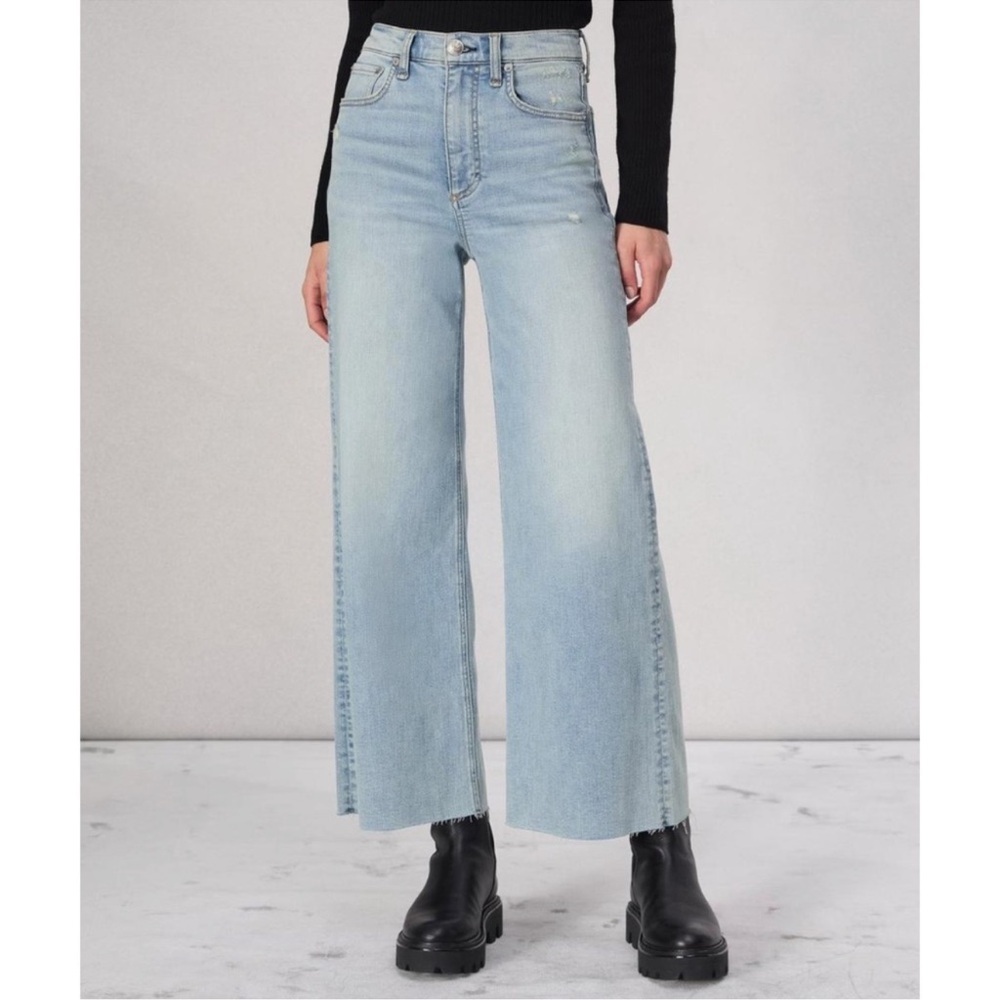 Rag & Bone Sofie Ultra Wide-Leg Ankle Jeans Lou Light Wash Blue 27